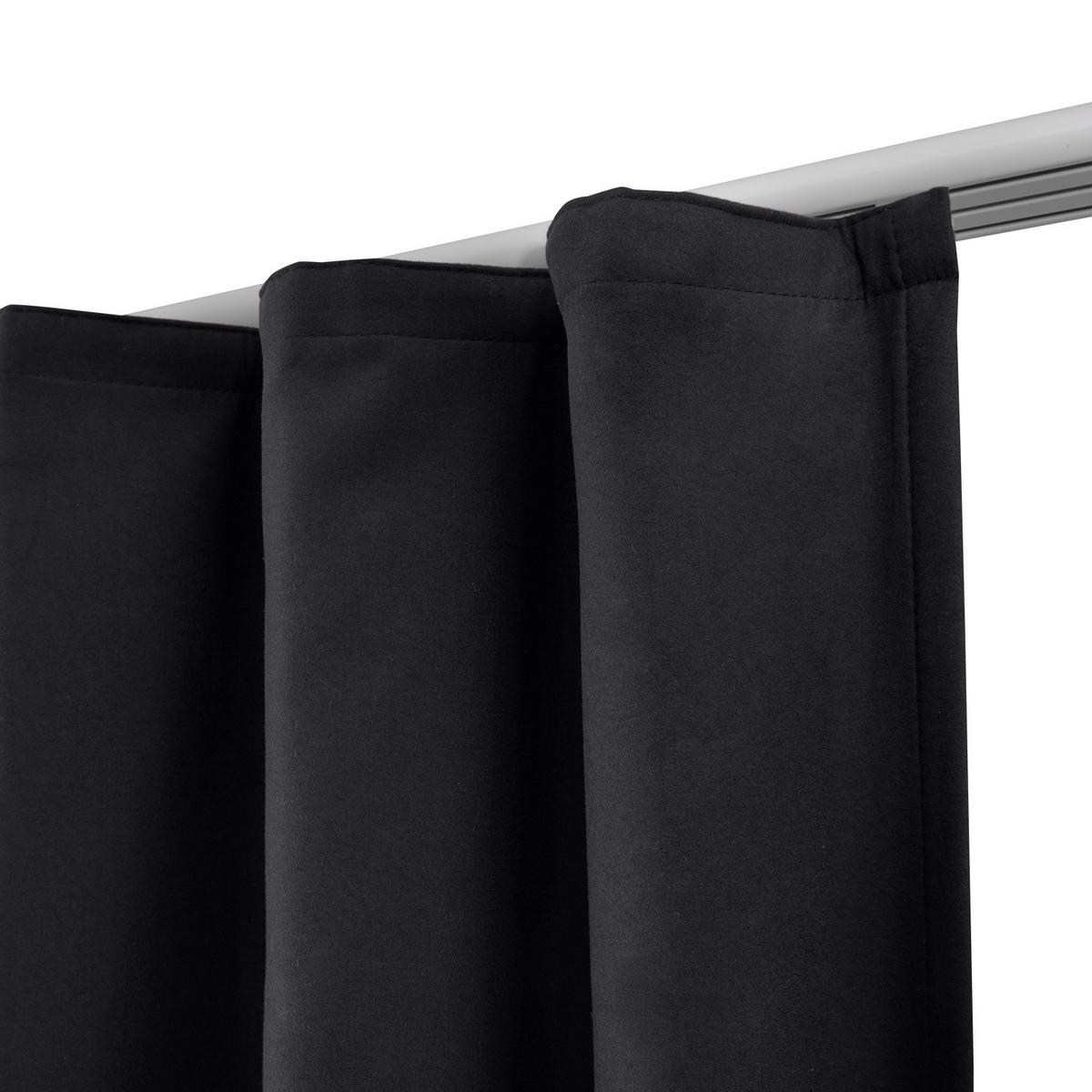 VORHANG Amelie TK mit Kräuselband 140x245cm Schwarz (2tlg) - Schwarz, Textil (140/245/1cm) - Beautissu 