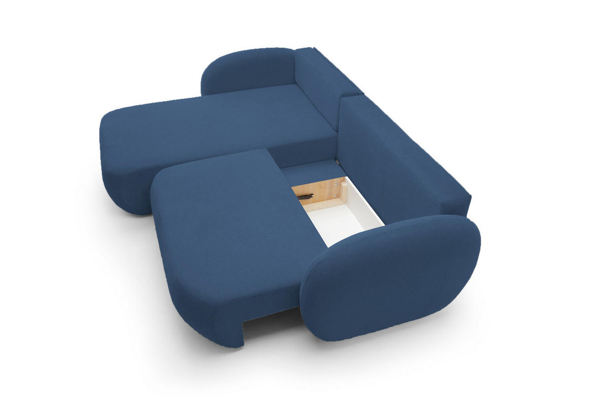 ECKSOFA OLIO L-Form Schlaffunktion mit Bettkasten, lose Rückenkissen, freistehend, LINKS 174x248 cm Blue - Blau, Holz/Textil (174/248cm) - DomoHome