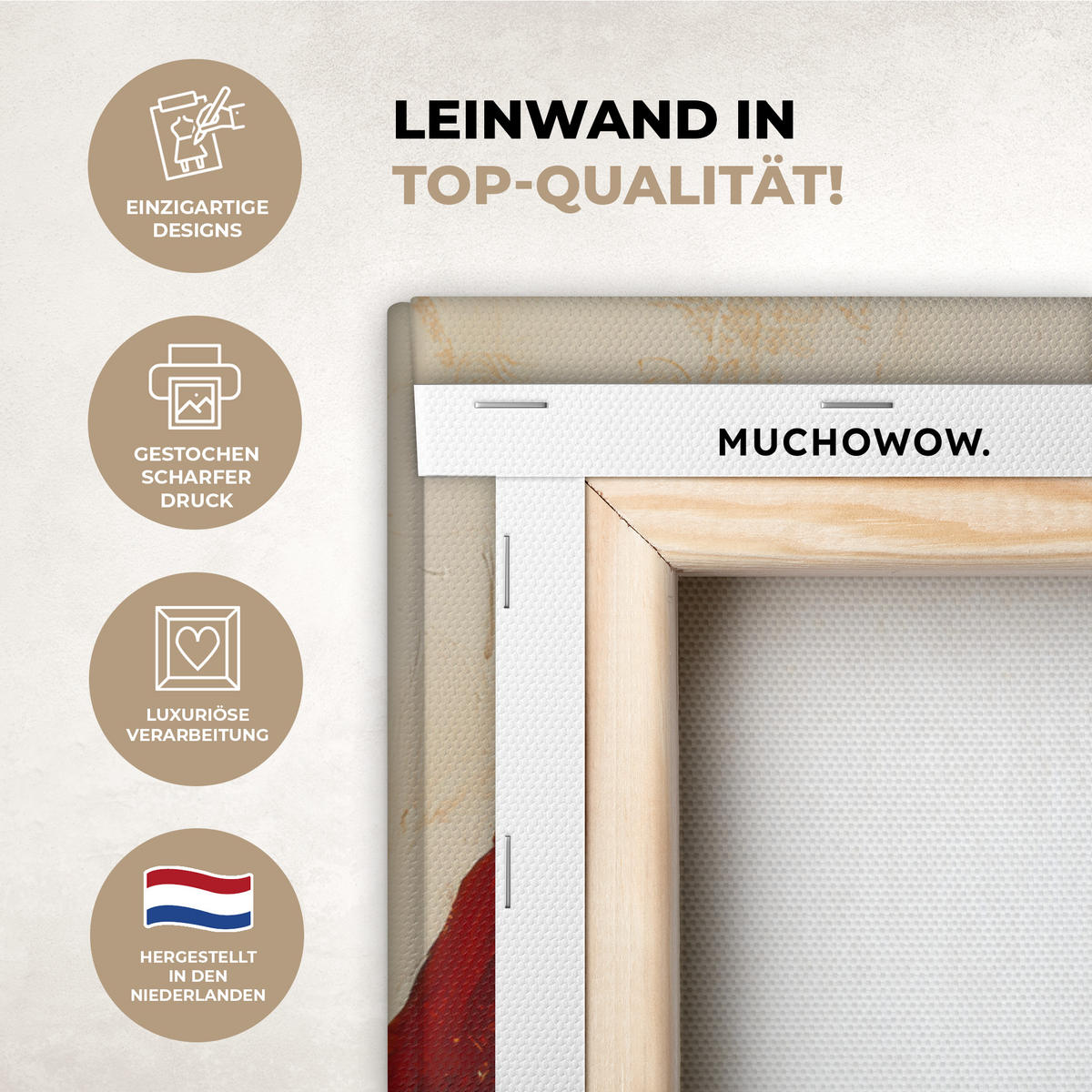 LEINWANDBILD Weihnachtsmann - Rentier - Weihnachten 60x80 cm - Rotbraun, Textil (60/80cm) - MuchoWow