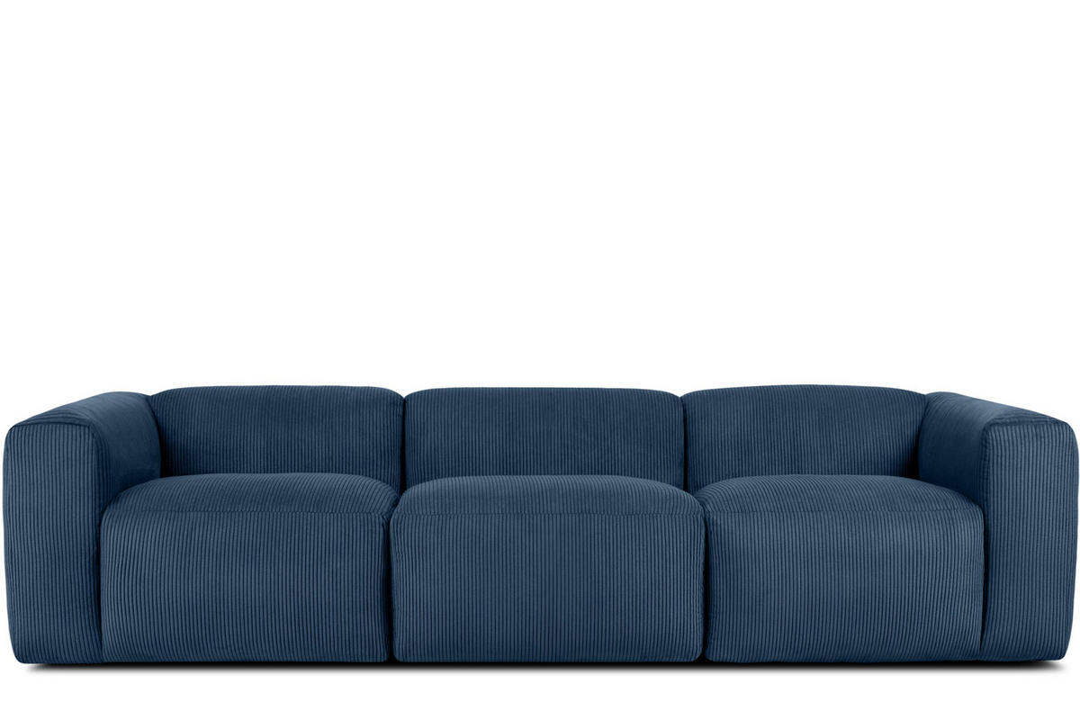 3-SITZER-MODULSOFA BUFFO mit extrem weicher und bequemer Sitzfläche, Kordstoff, marineblau - Blau/Grün, Textil (290/73/96cm) - KONSIMO®