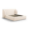 BETT mit Bettkasten und Kopfteil Miley aus Chenille-Stoff leichtes beige 200x200cm - Creme, Textil (200/200cm) - Micadoni