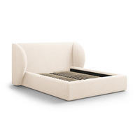 BETT mit Bettkasten und Kopfteil Miley aus Chenille-Stoff leichtes beige 140x200cm - Creme, Textil (140/200cm) - Micadoni
