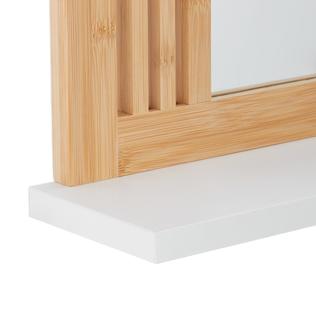 BADSPIEGEL - Hellbraun, Glas/Holz (54/56.5/10cm) - Relaxdays