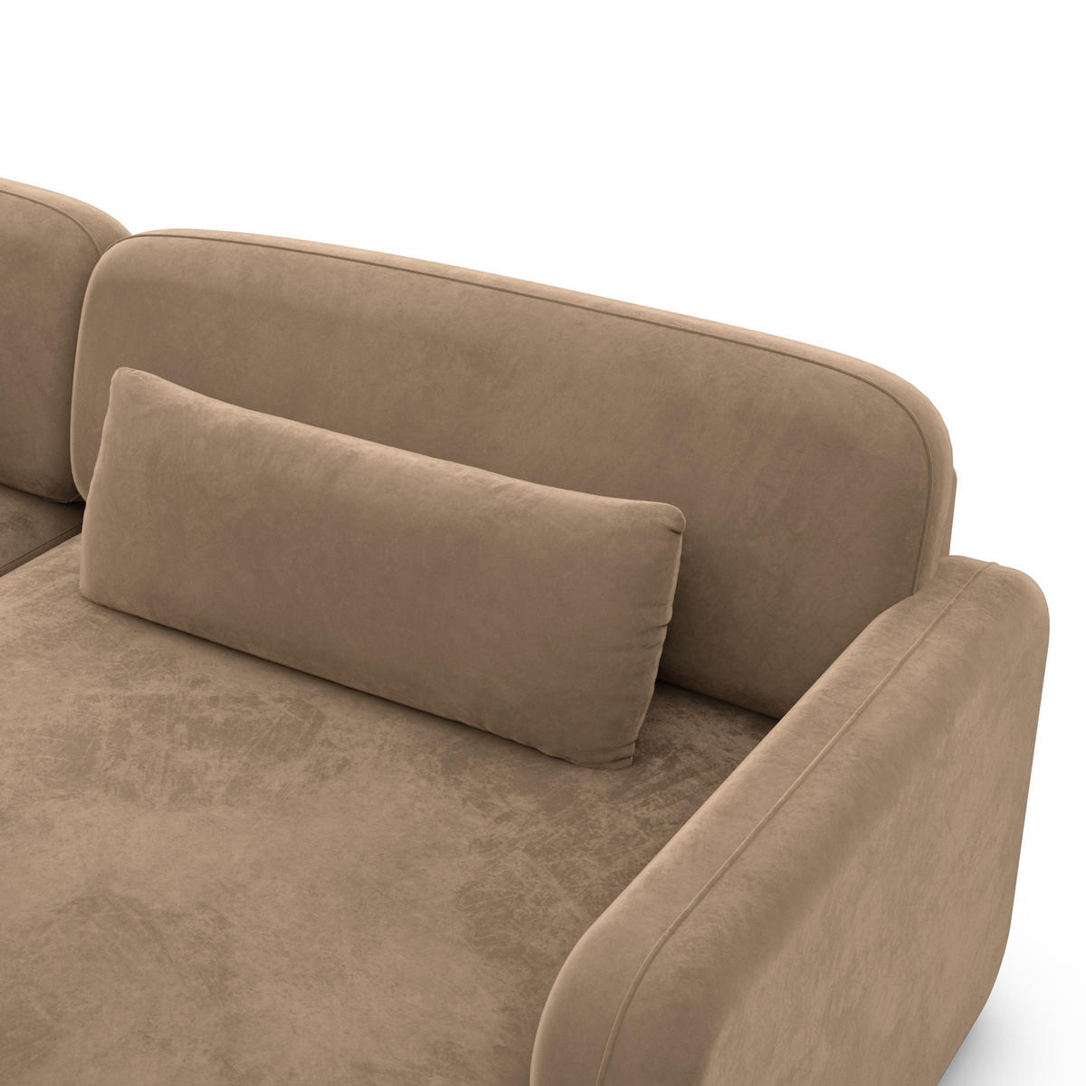 ECKSOFA Valencia L Form Samtstoff Braun - Braun, Textil (229/229cm) - Sofa Dreams