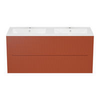 DOPPELWASCHTISCH - 120cm x 45.5cm - MDF - terracotta - PAVANI - Braun, Holz (120/55/45.5cm) - Vente-Unique