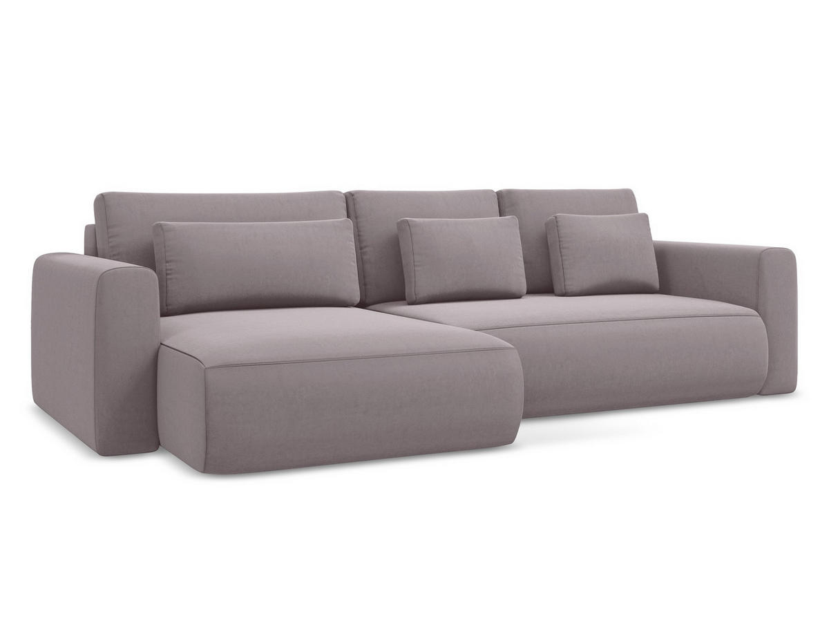 ECKSOFA mit Schlaffunktion Samt Stoff Violett - Lila/Flieder, Kunststoff/Textil (149/278cm) - Makamii