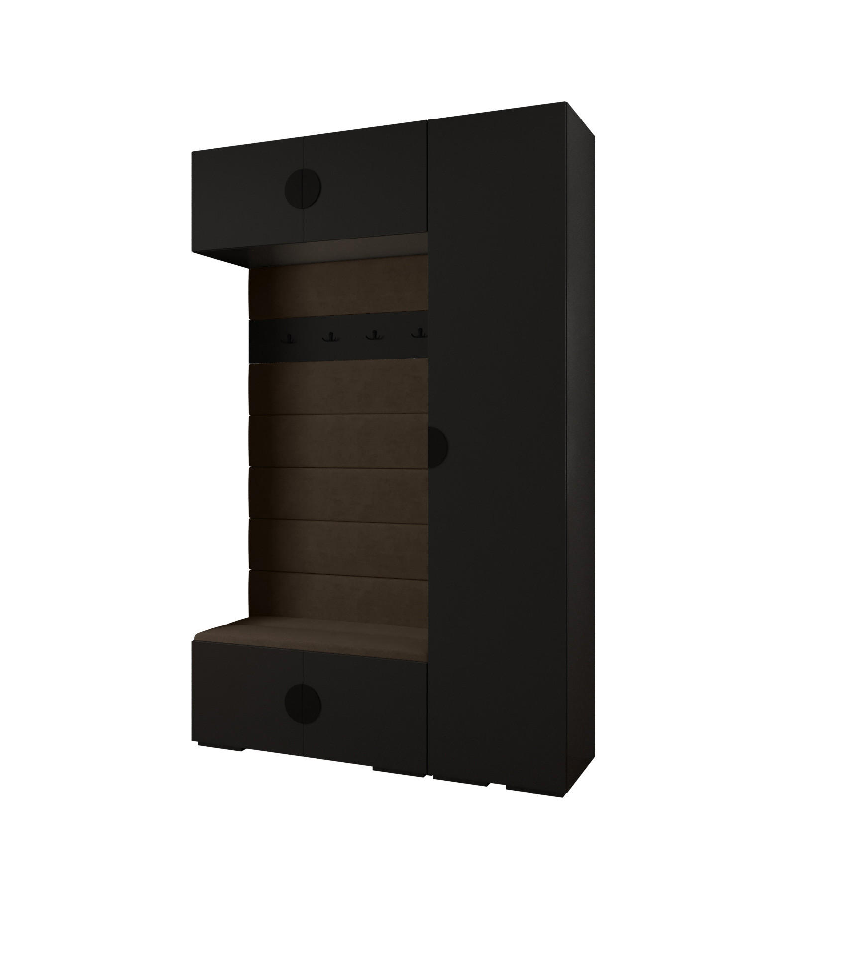 Abiks Möbel Garderoben-Set Schwarz, Braun, Schwarz 150x236.7x47 cm