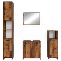 BADMÖBEL-SET Kiko Eiche rustikal 4 Teile - Wildeiche, Holzwerkstoff (58/60/33cm) - Vicco