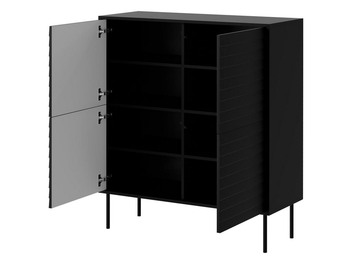 TÜRKOMMODE Cortina 100 4D - Schwarz/Braun, Holzwerkstoff/Metall (102/118/40cm) - MIRJAN24