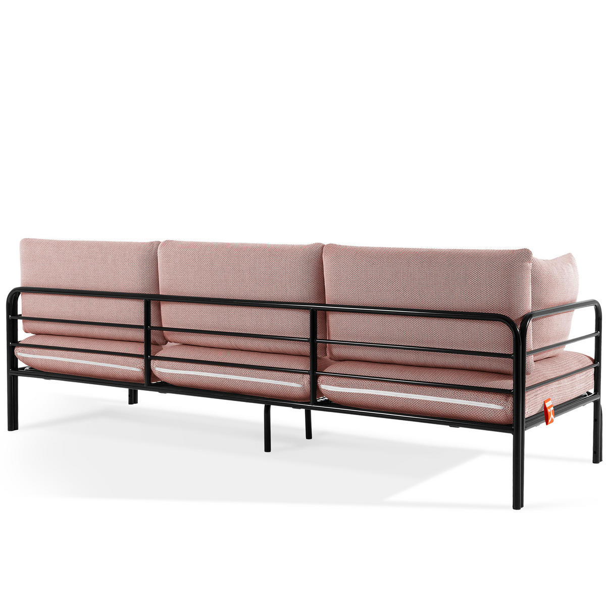 GARTENMÖBELSET RAMBE 4-tlg. 1x Tisch 2x Sessel 1x Sofa 3-Sitzer, mit Auflage, Stahlrahmen, LOFT-STIL, Anthrazit - Anthrazit/Rot, Glas/Textil - KONSIMO®
