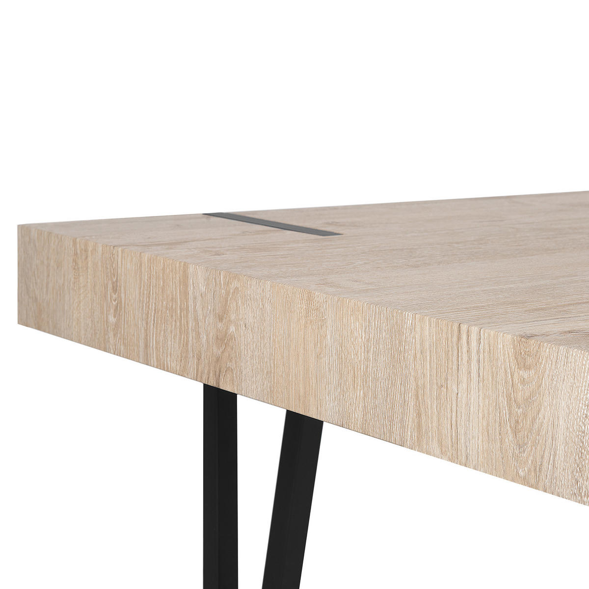 ESSTISCH 150/90/75 cm Hellbraun, Schwarz Rechteckig Adena - Hellbraun, Holzwerkstoff (150/90/75cm) - Beliani