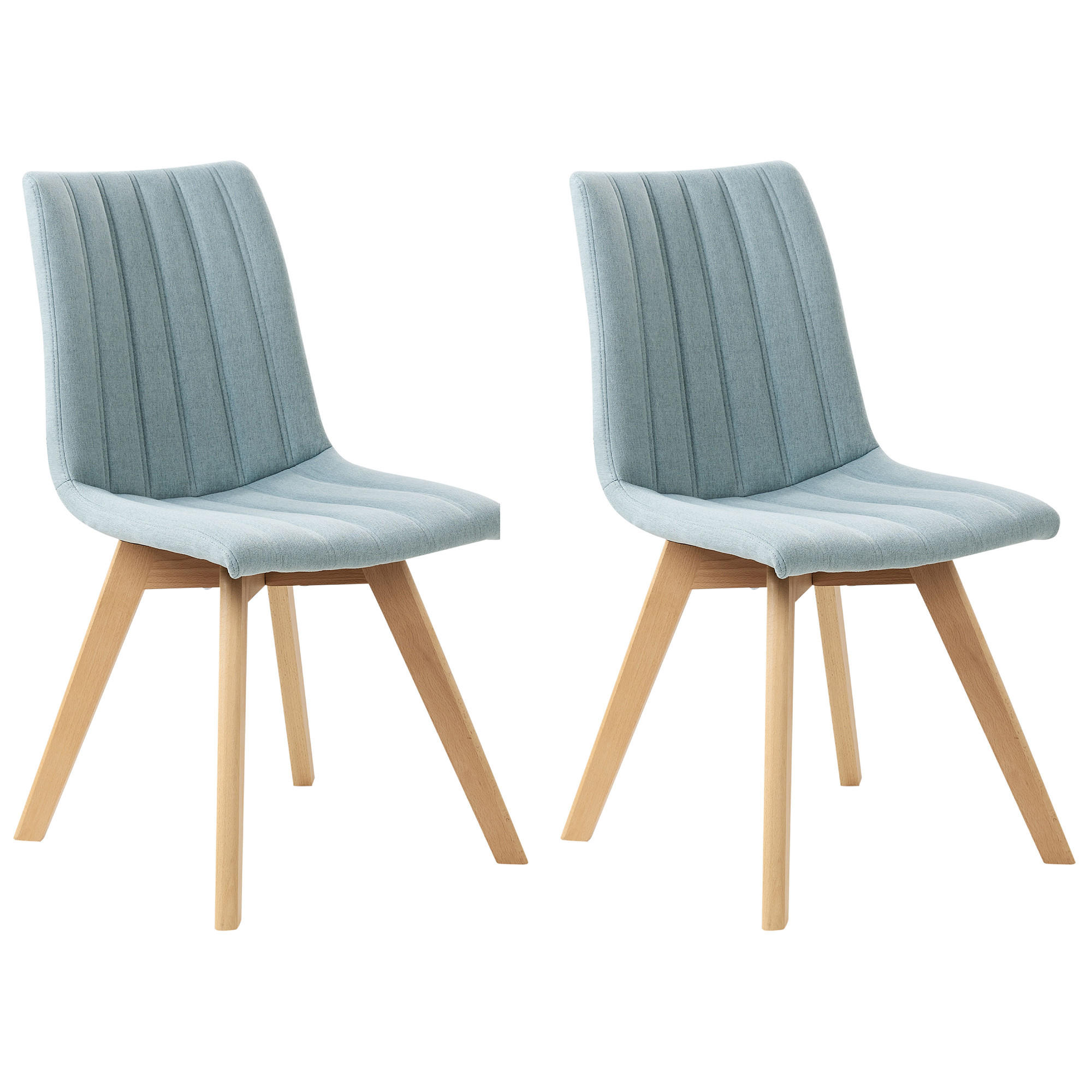 ESSZIMMERSTUHL 2er-Set Hellblau Calgary - Blau/Braun, Textil (48/86/56cm) - Beliani
