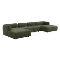 MODULIERBARES Sofa - 5 Personen - stoff - grün Danepi - Grün, Holz/Textil (386/69/161cm) - Vente-Unique