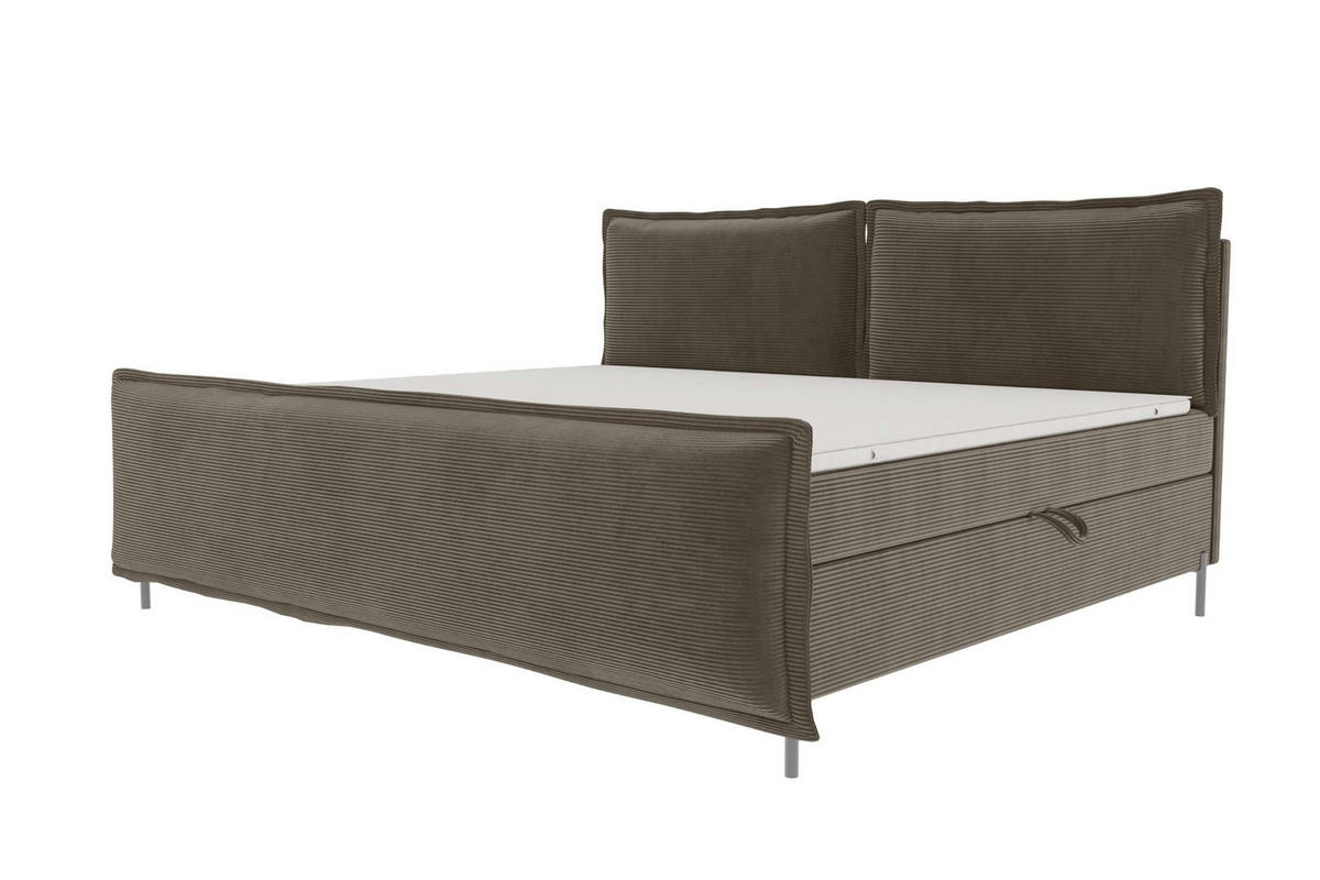 FAMILIENBETT BOXSPRINGBETT VERO PLUS Cordstoff Cappuccino 240/200 cm - Schwarz/Cappuccino, Holzwerkstoff/Textil (240/200cm) - 99rooms
