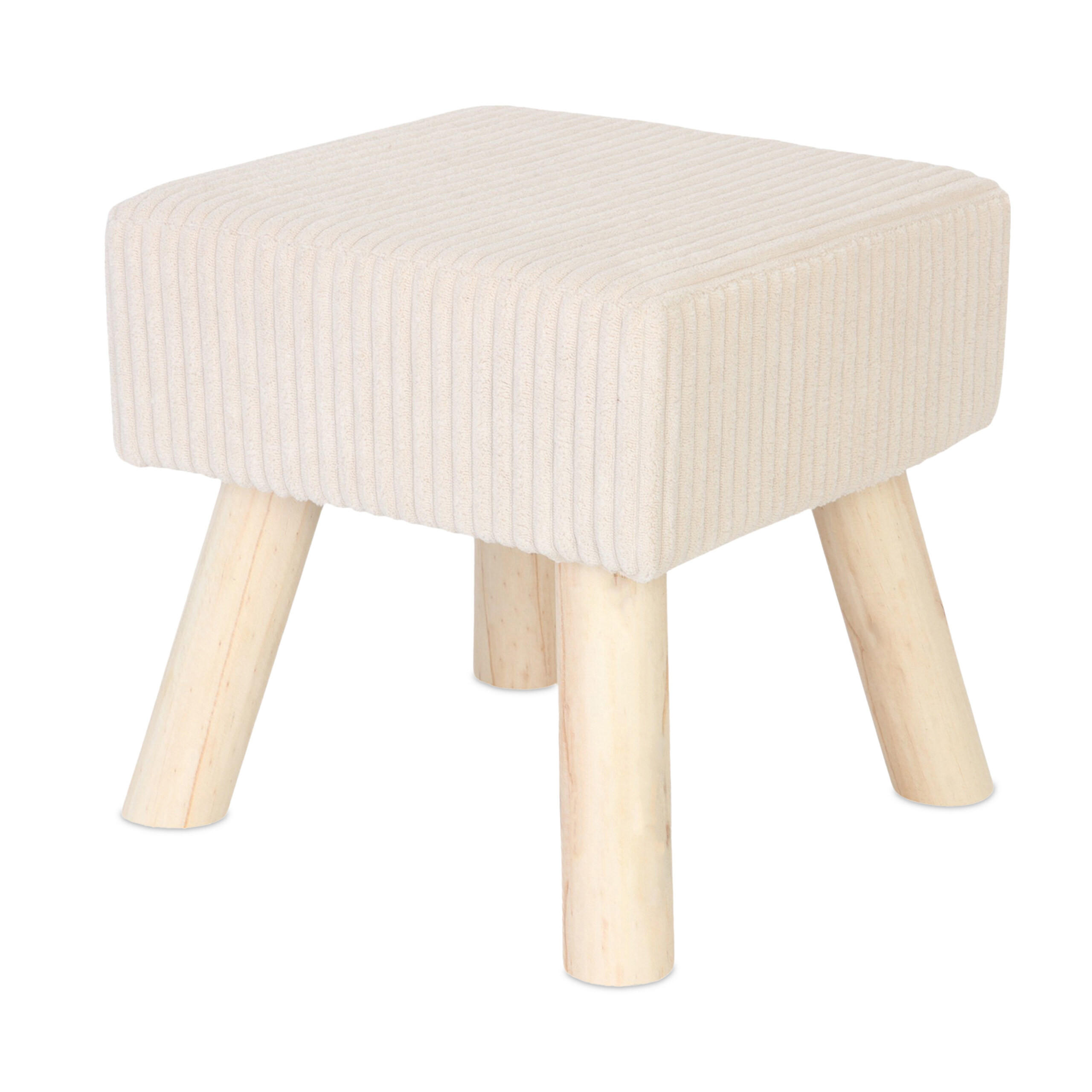 CORD-HOCKER - Beige/Naturfarben, Holz/Textil (30/30/30cm) - Relaxdays