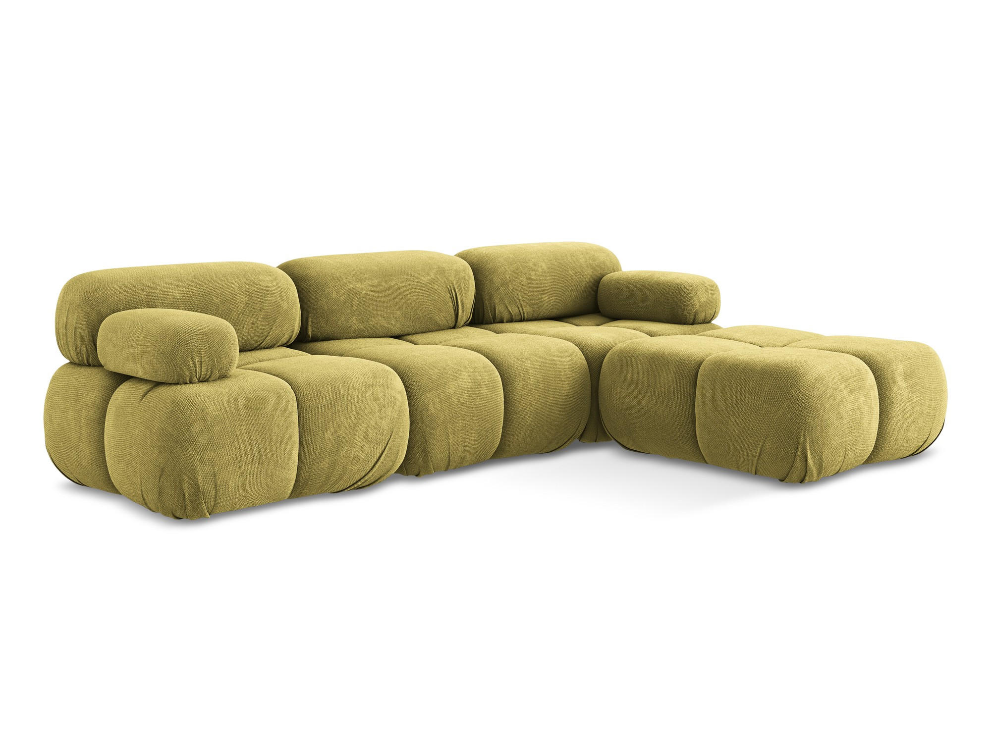 ECKSOFA Beidseitig Chenille Stoff Grün - Limette/Schwarz, Kunststoff/Textil (285/191cm) - Makamii