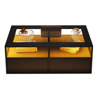 COUCHTISCH aus Glas und Spanplatte 100x50x35 cm in Schwarz mit LED - Schwarz, Holzwerkstoff (100/50/35cm) - Modfu