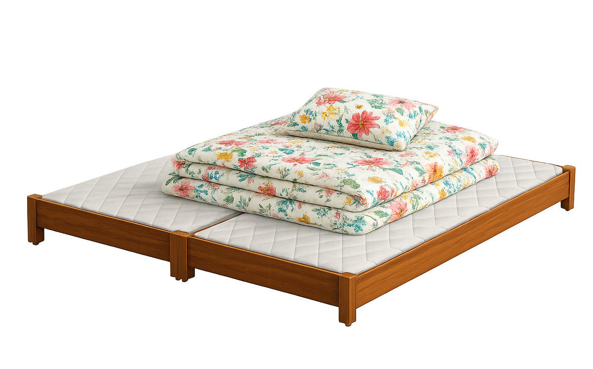 STAPELBETTEN 2-er Set Sendi 180x80 teak - Braun, Holzwerkstoff - LUKDOM