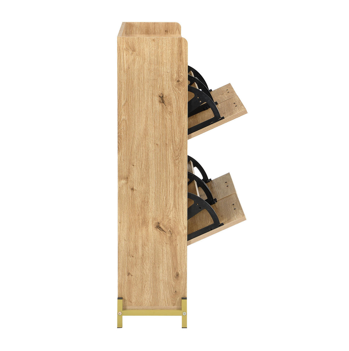 SCHUHSCHRANK 108,5/24/100 cm in Holzfarbe mit Rattantüren und Metallgestell - Naturfarben, Holzwerkstoff (108.5/100/24cm) - Flora Grace