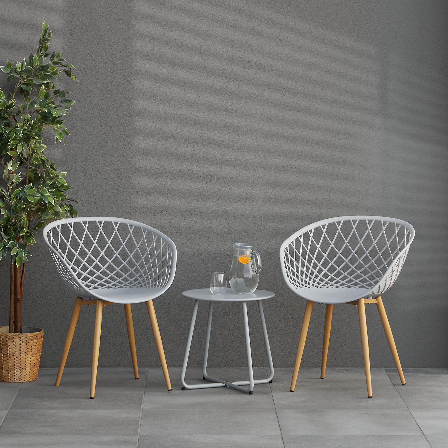 GARTENSTUHL 4er-Set Kunststoff Grau mit Armlehnen - Grau, Kunststoff (62/80/57cm) - Homestyle4u