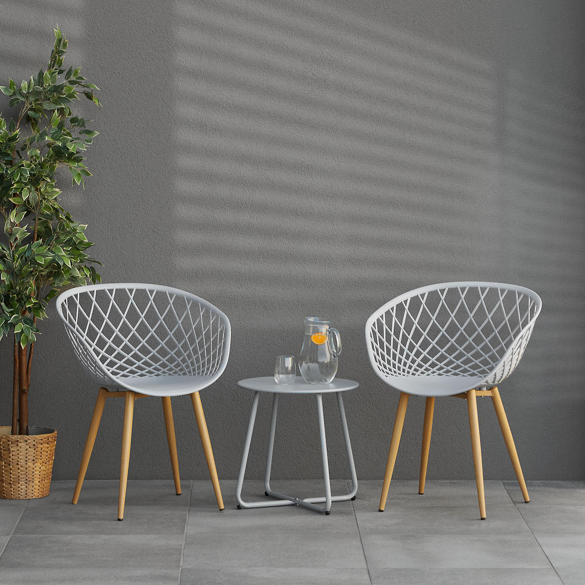 GARTENSTUHL 2er-Set Kunststoff Grau mit Armlehnen - Grau, Kunststoff (62/80/57cm) - Homestyle4u