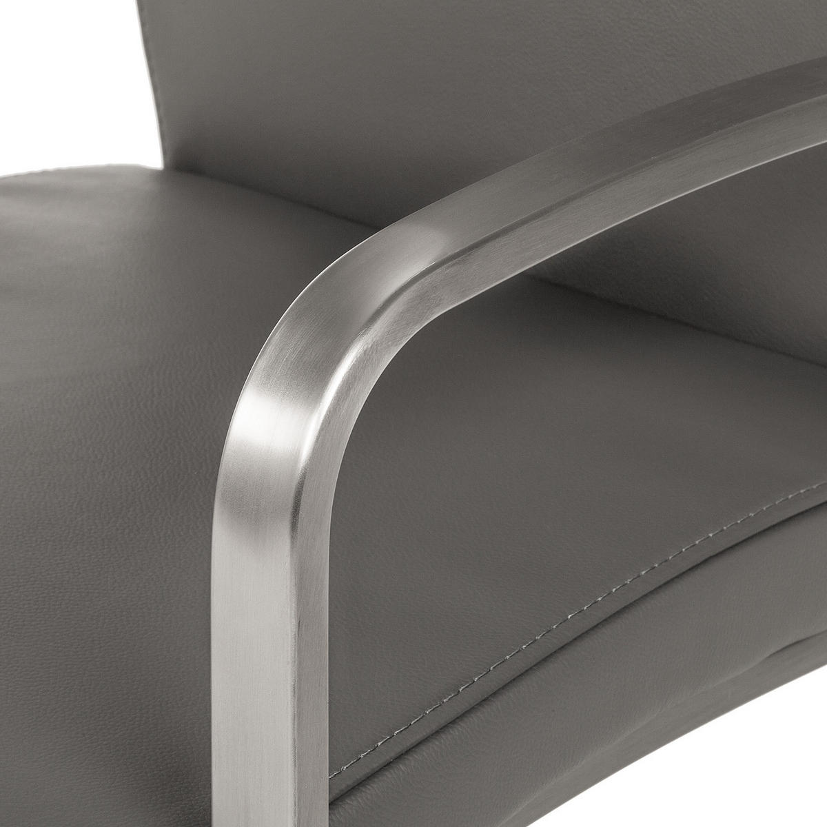 FREISCHWINGER - Edelstahlfarben/Grau, Leder/Metall (51/98/58cm) - home24