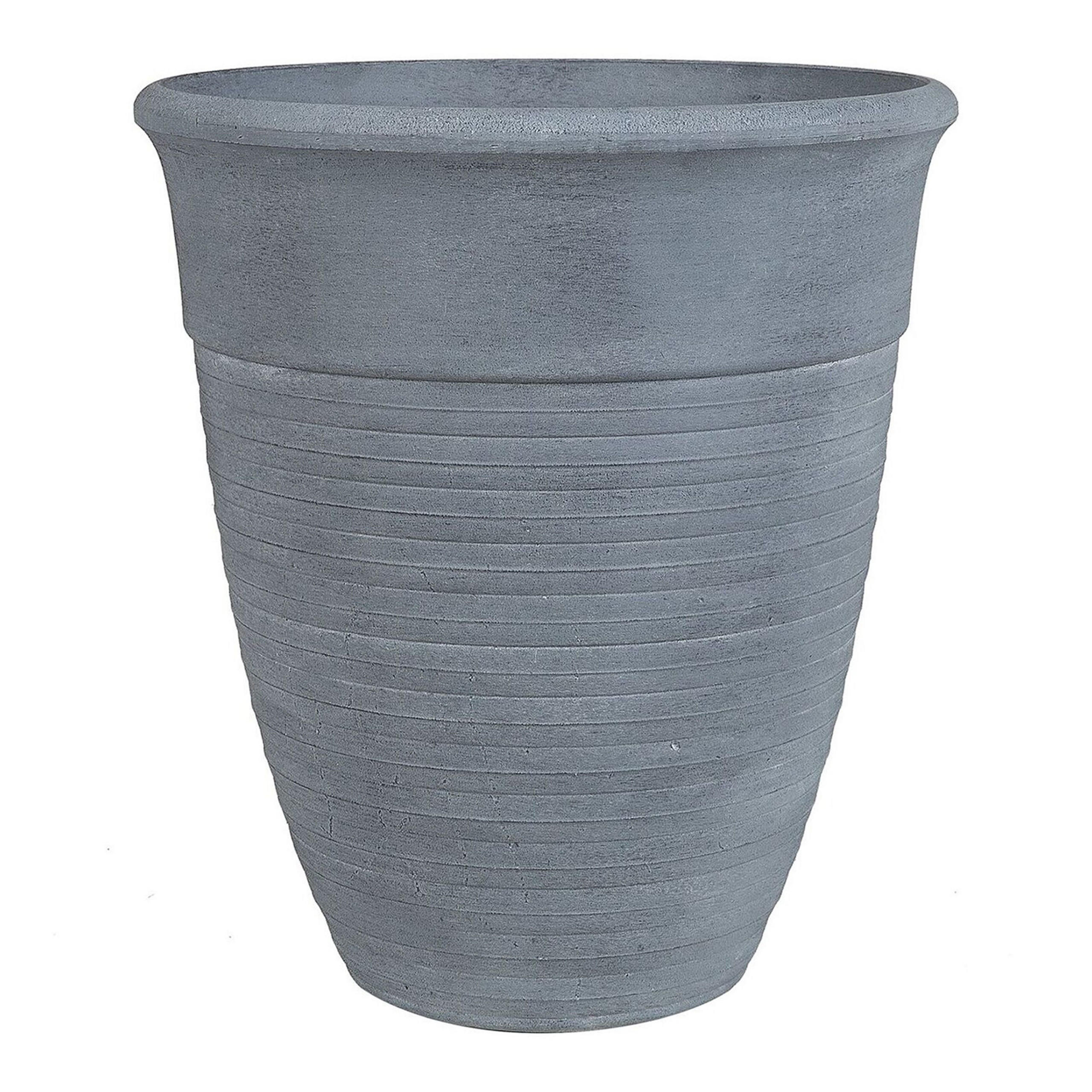 BLUMENTOPF grau rund 43/43/49 cm Katalima - Grau, Stein (49cm) - Beliani