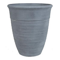 BLUMENTOPF grau rund 43/43/49 cm Katalima - Grau, Stein (49cm) - Beliani