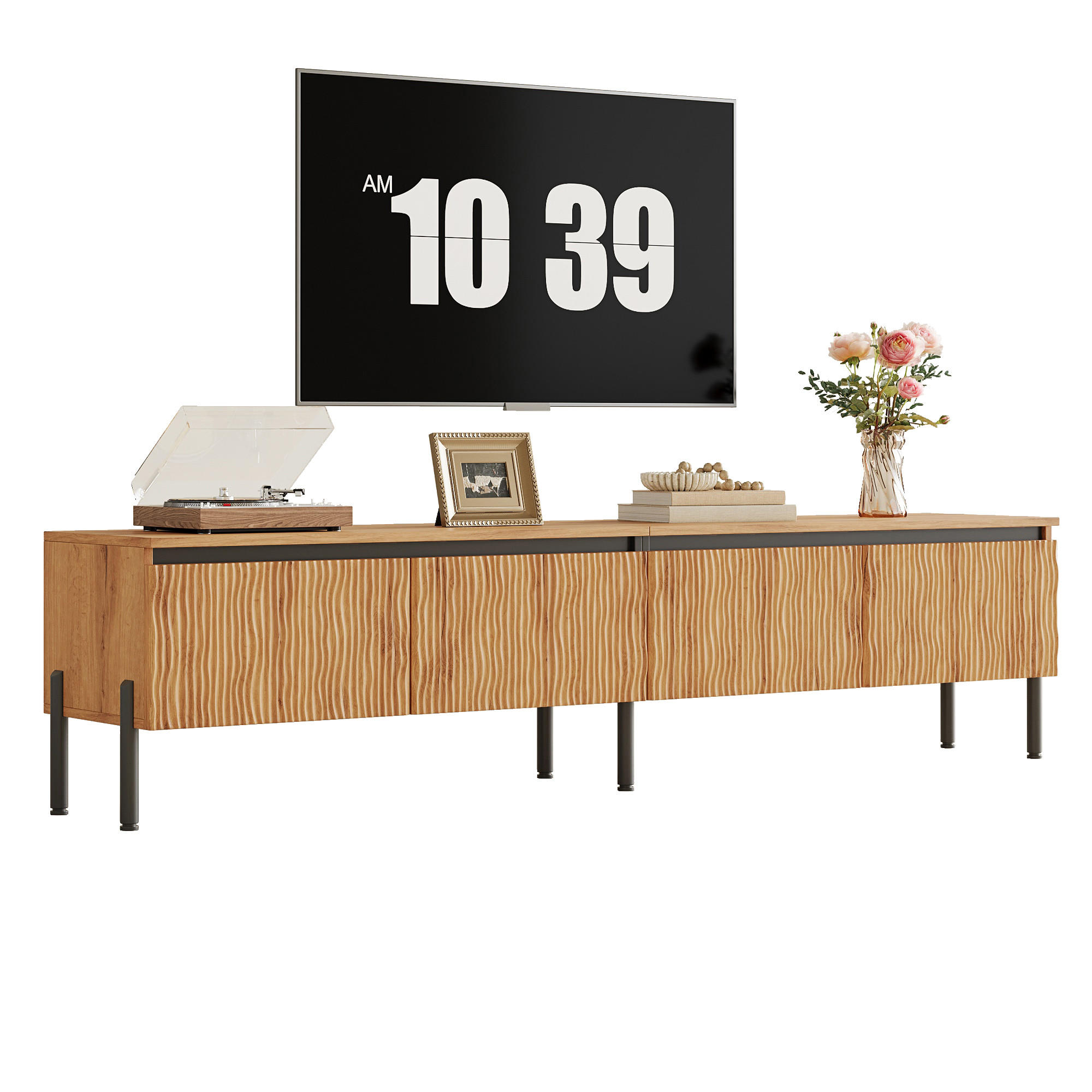 DULAP TV 180cm alb usi ondulate depozitare