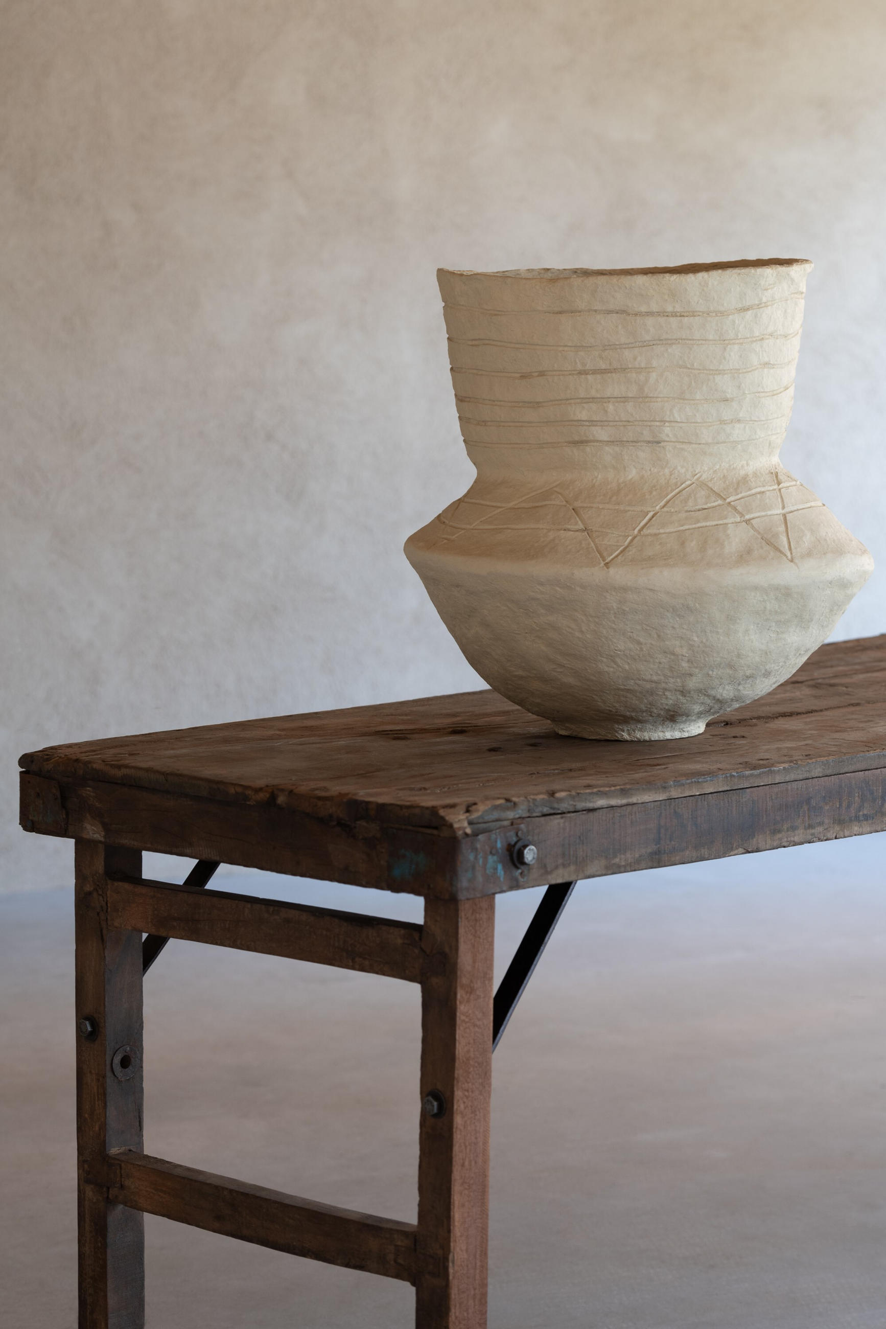 VASE VEDA - Papier - Natürliche - Ø 40 cm - Naturfarben, Papier (45cm) - J-Line