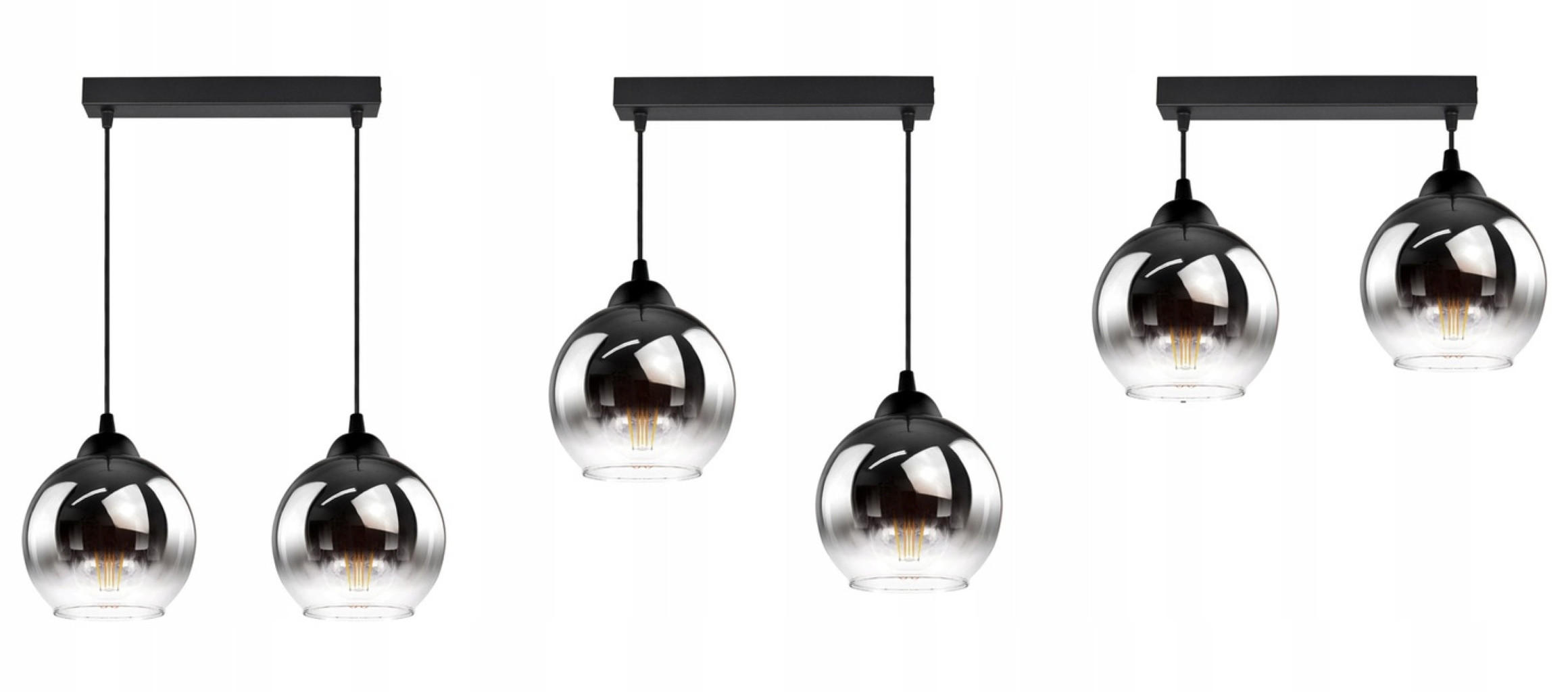 PENDELLEUCHTE MASUR - Transparent/Anthrazit, Glas/Metall (15/40/80cm) - kiki design