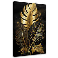 WANDBILD goldene monstera palmenblätter - Goldfarben, Textil (80/120cm) - Feeby