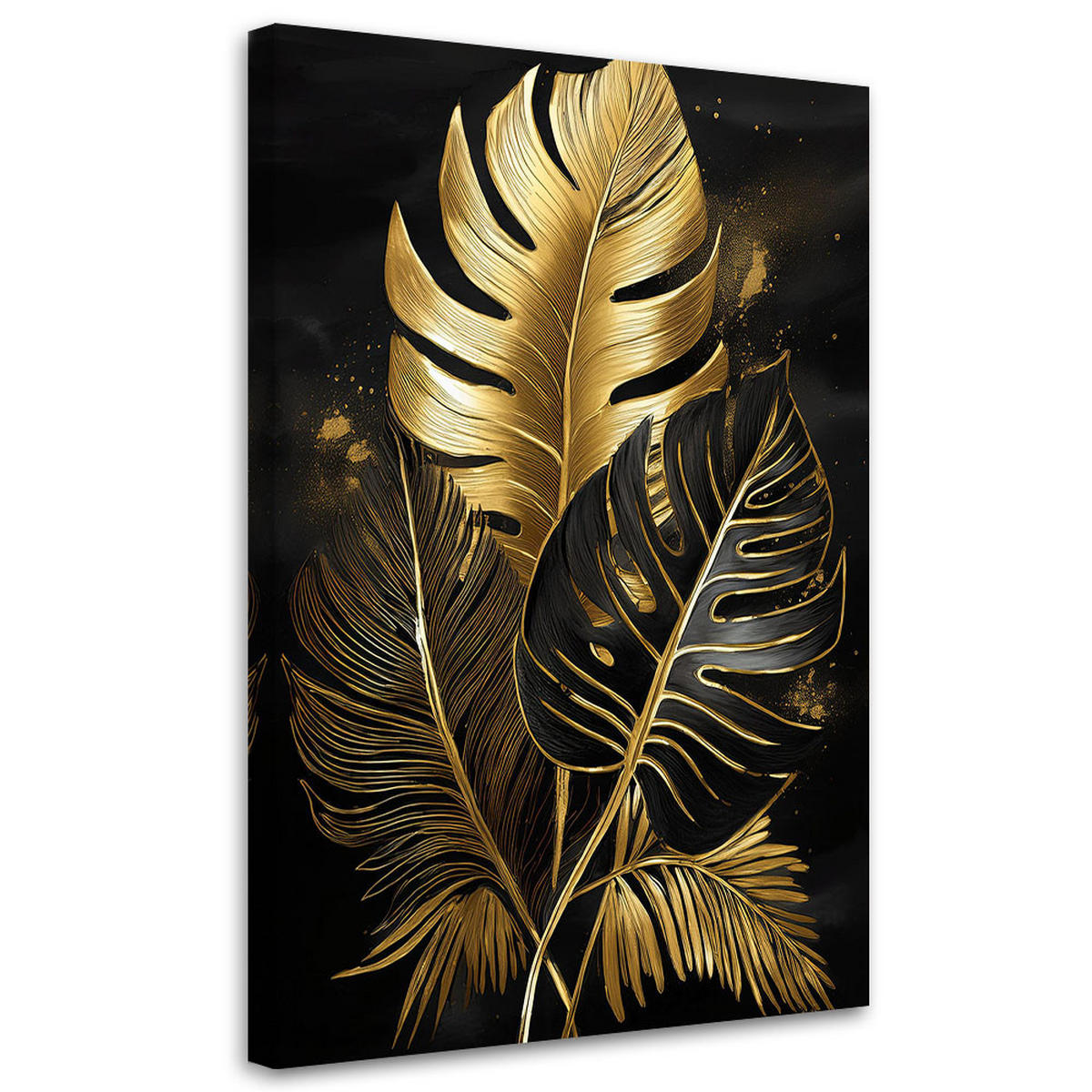WANDBILD goldene monstera palmenblätter - Goldfarben, Textil (80/120cm) - Feeby