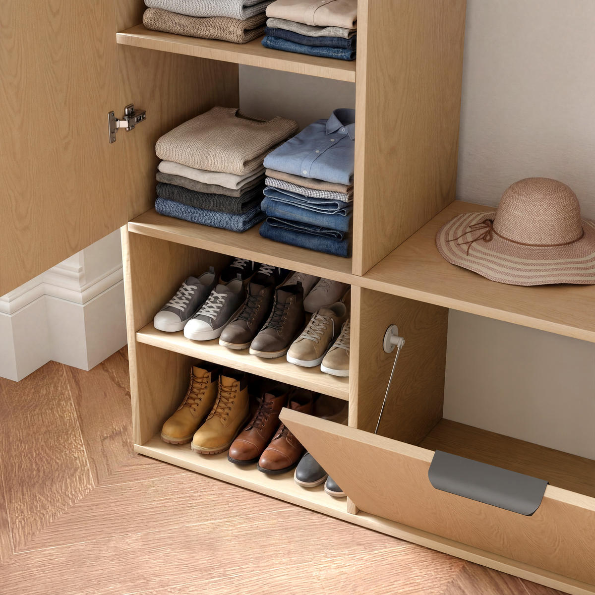 GARDEROBE mit Spiegel ELIOR - Braun, Holz (100/189.4/33cm) - Idohome