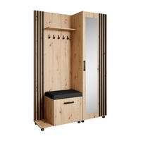 GARDEROBENSCHRANK Livia mit Aufhängern und Spiegel, eiche Artisan, links - Schwarz/Eiche Artisan, Holzwerkstoff (137/207/42cm) - Beautysofa