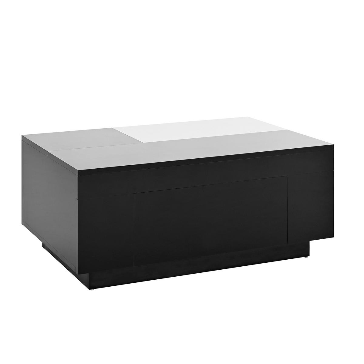 COUCHTISCH Hochglanz LED ausziehbar - Schwarz, Holz (50/80/35.5cm) - LEBENLANG