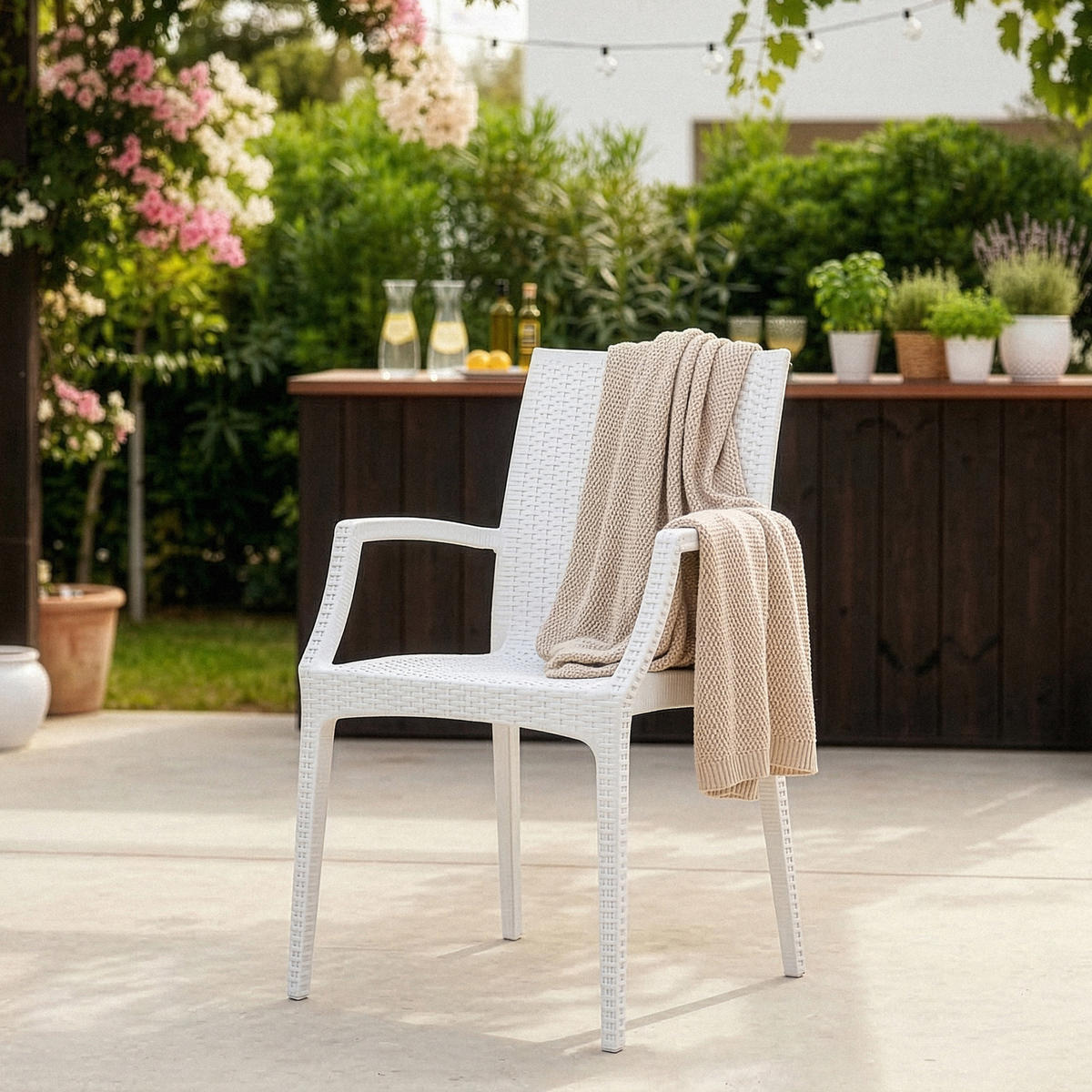 GARTENSTUHL ETULI 2-tlg, Weiß - Weiß, Kunststoff (56/88/50cm) - KONSIMO®