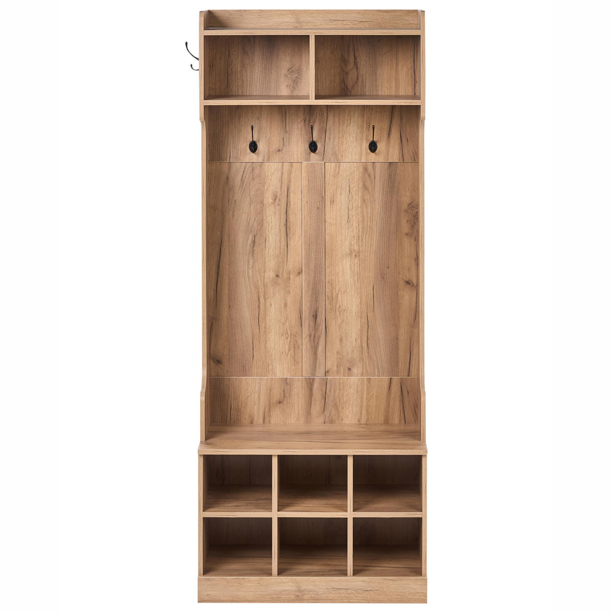 GARDEROBA s stojalom za oblačila svetlo rjava Gindagai - svetlo rjava/rjava, leseni material (70/180/35cm) - Beliani