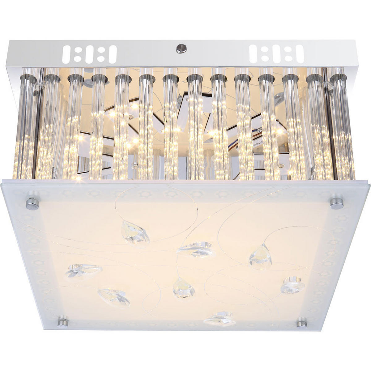 LED DECKENLEUCHTE HEIDIR Silber Metall Glas - Silberfarben, Glas (30/30/14cm) - Globo Lighting