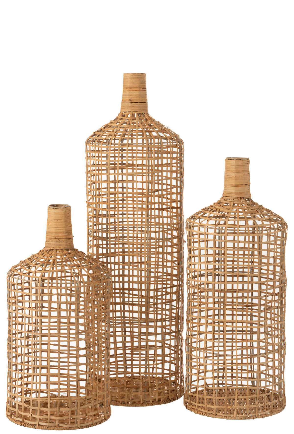 VASE DECO - Rottan - Natürliche - 3er set - Ø 25 cm - Naturfarben, Naturmaterialien (80cm) - J-Line