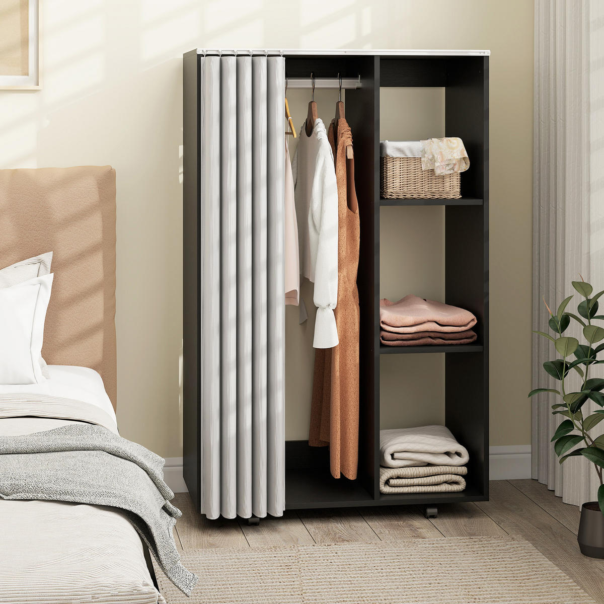KLEIDERSCHRANK Schwarz 1 Stück - Schwarz, Holzwerkstoff (40/128/80cm) - GiPP
