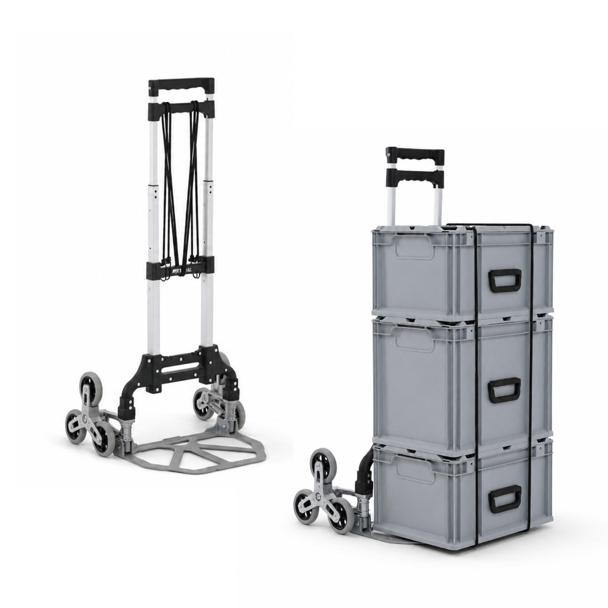 TREPPENSTEIGER Sackkarre Elephant klappbar 100x39x47cm Traglast 70kg AluminiumrahmenTRR Fachgummiräder Silber - Silberfarben, Metall (47/39/100cm) - PROREGAL