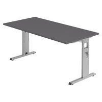 SCHREIBTISCH Serie-O 80/160/74 cm in Graphitfarben/Silberfarben - Silberfarben/Graphitfarben, Holzwerkstoff (80/160/74cm) - bümö