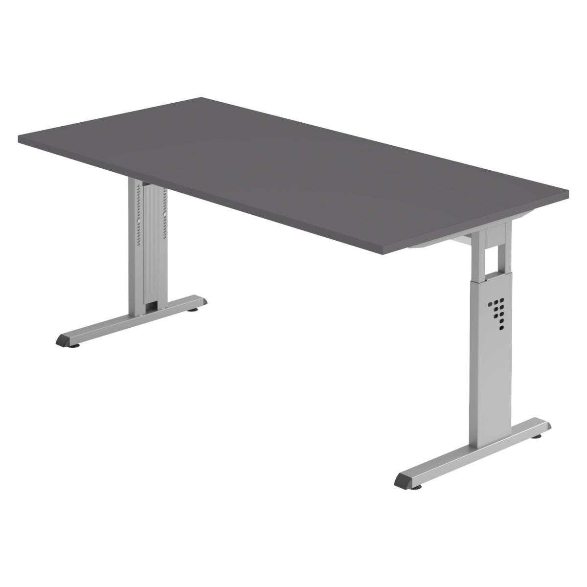 SCHREIBTISCH Serie-O 80/160/74 cm in Graphitfarben/Silberfarben - Silberfarben/Graphitfarben, Holzwerkstoff (80/160/74cm) - bümö