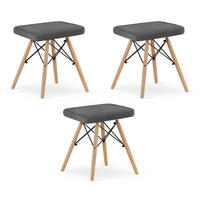 HOCKER 3er Set, Velours in Grau, für Wohnzimmer, Küche oder Büro - Grau, Textil (43/46/33cm) - Best For Home
