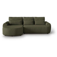 ECKSCHLAFSOFA Olivio L Olivgrün - Schwarz/Olivgrün, Kunststoff/Textil (266/170cm) - Beautysofa