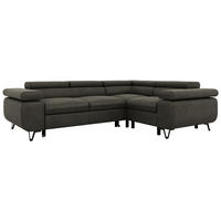 ECKSOFA FALCO L - Dunkelgrau Velvet - Rechts Seite - Dunkelgrau/Anthrazit, Textil/Metall (268/197cm) - MKS