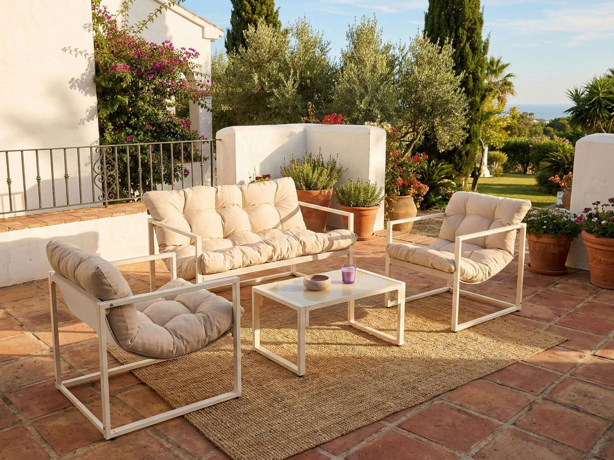 LOUNGE-SET Beige Garda - Beige, Metall - Beliani