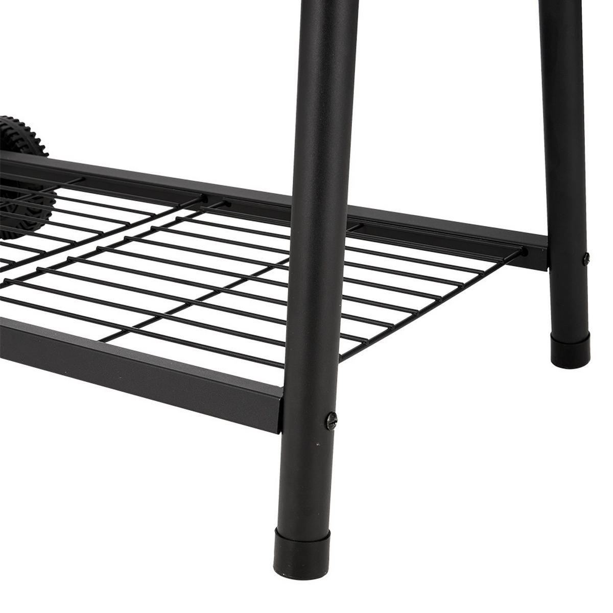 HOLZKOHLEGRILL Carbonstahl mit Rollen aus Kohlenstoffstahl in Schwarz langlebig & hitzebeständig pulverbeschichtet mobil 107,5 x54,5 x93 cm 15 kg - Schwarz, Metall (54/93/107cm) - Livingandhome