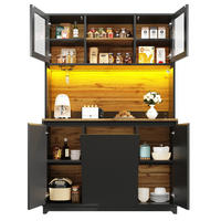 BUFFET 120/40/180 cm aus MDF und Metall mit LED-Beleuchtung Schwarz - Schwarz, Holzwerkstoff (120/180/40cm) - Modenvie